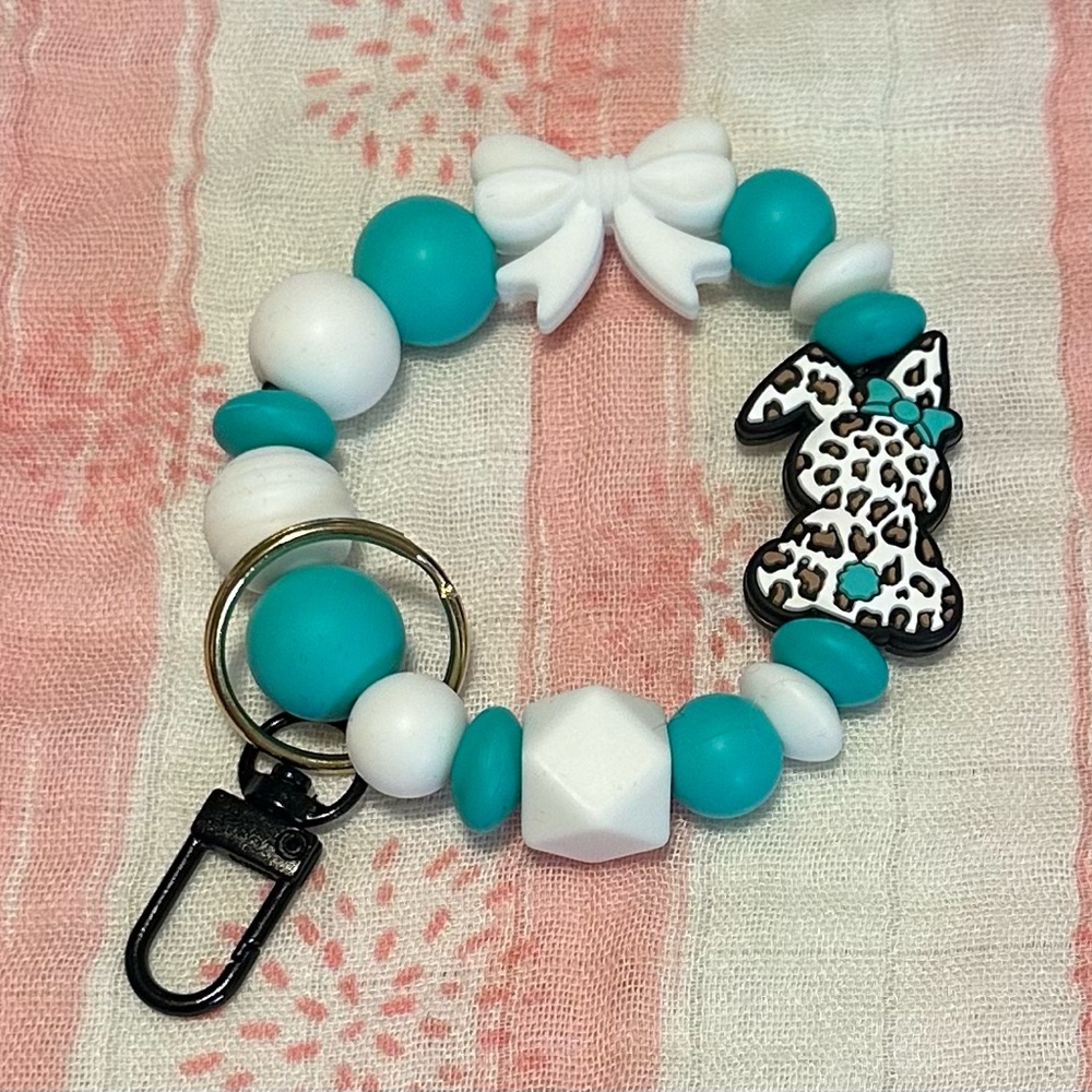 Turquoise and White Keychain Bracelet